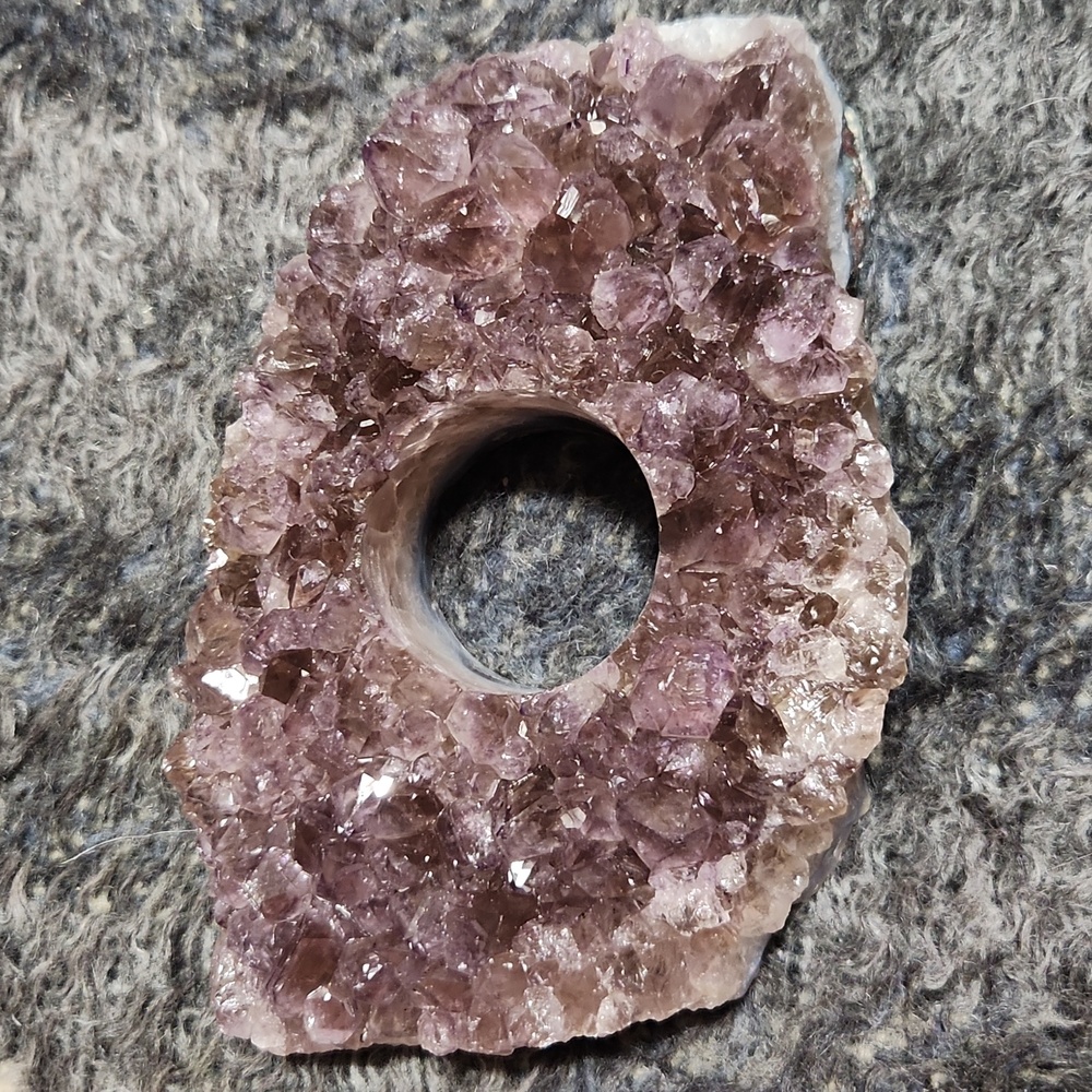 Natural Amethyst Candle Holder 5.5in Long x 4in Wide x 2in High